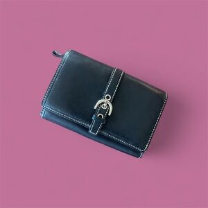 Black Coach Wallet with Buckle Detail